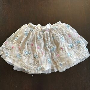 Popatu Bubble Mini Skirt White and Blue Ruffled